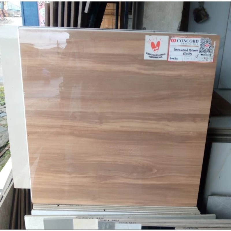 granit lantai motif kayu glossy 60x60 brown