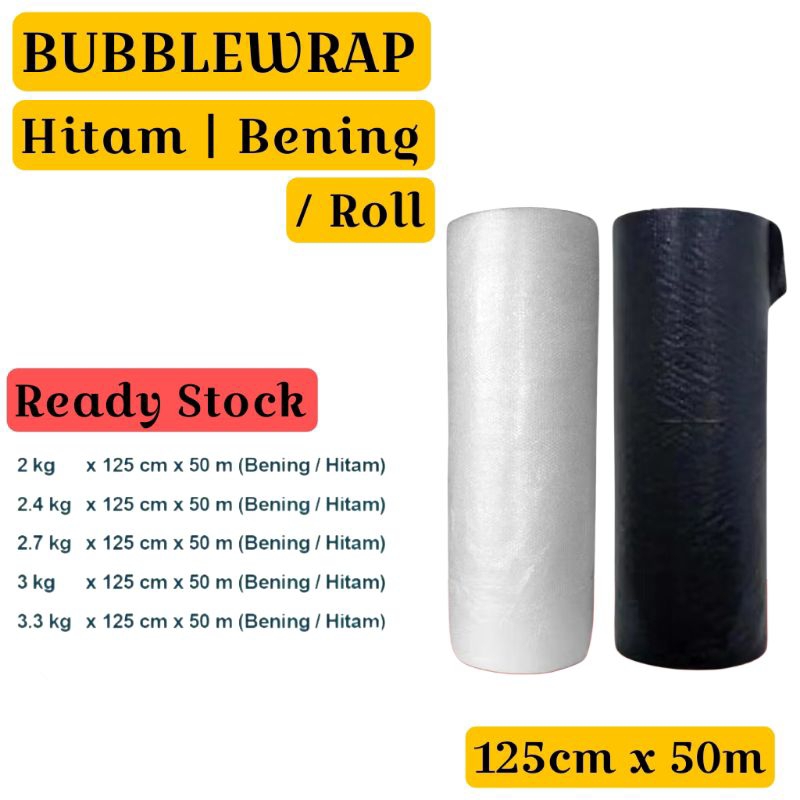 

BUBBLEWRAP Bening / Bubble Wrap Bening / Bubble wrap Hitam - Per Roll