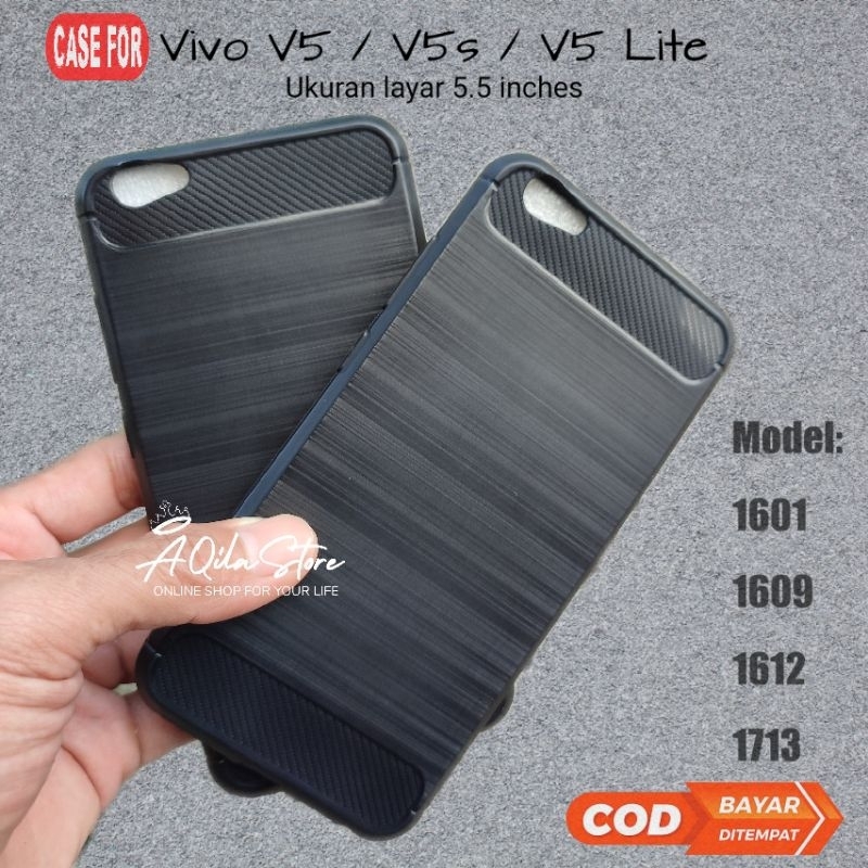 Case Slim Fit Vivo V5 / V5s / V5 Lite ( Model: 1601 , 1609 ,  1612 , 1713 ) Softcase Carbon Rugged B