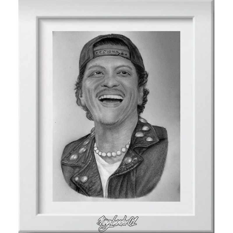 (+ bingkai) sketsa wajah hitam putih/ lukisan wajah realis custom/ lukisan realis