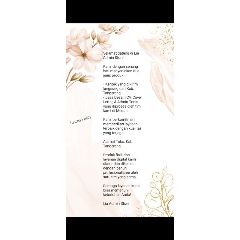 Jasa Desain CV Flower Formal Design (Free Kartu Ucapan Setelah Kirim Via Email / Chat (Tulis Tangan)