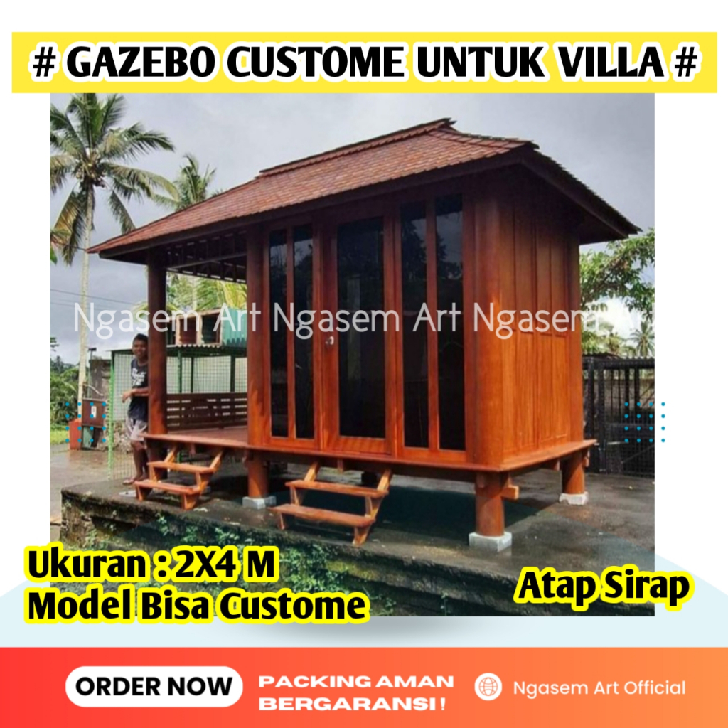 GAZEBO RUMAH KAYU CUSTOME l GASEBO PINTU SLIDING