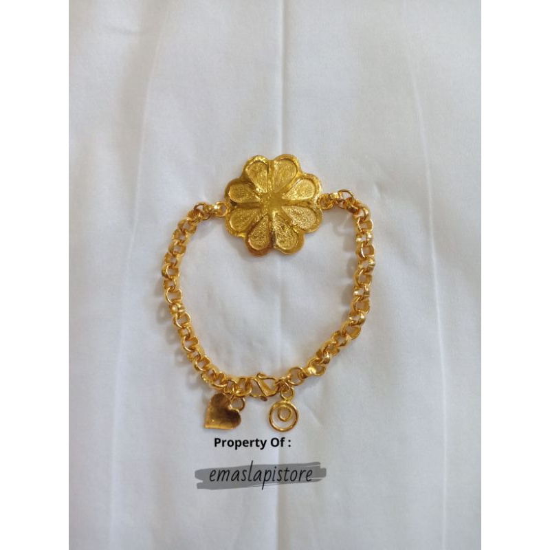 Gelang Mano Sela Kembang Tunggal Lapis Emas 999 Banjar