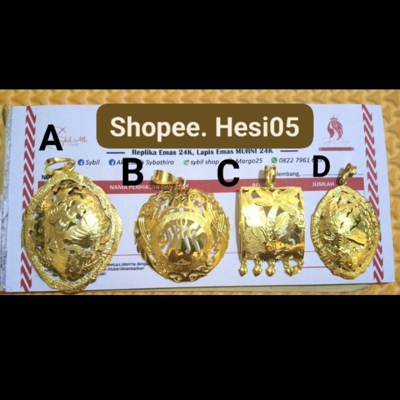 liontin mainan kalung bandul besar untuk kalung 10 - 20 suku lapis emas 24k