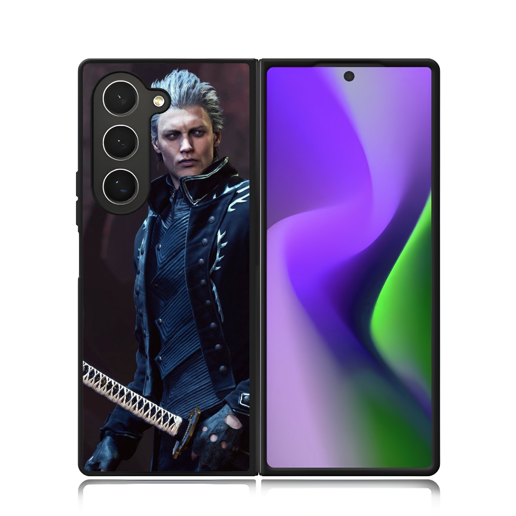 Case Samsung Galaxy Z FOLD 6 5 4 3 Durable Plastic Custom hardcase VERGIL Devil May Cry Figure