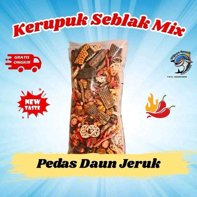 

KERUPUK SEBLAK MIX ATAU KERUPUK SEBLAK CAMPUR PEDAS DAUN JERUK