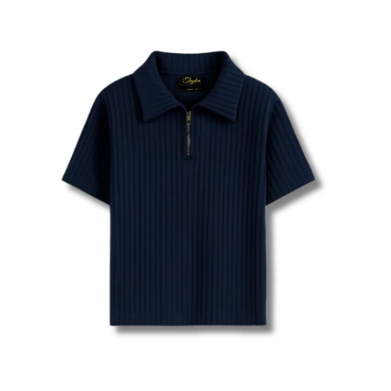 Polo Half Zip Navy - THYDEN