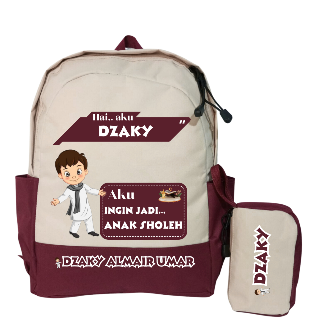 Sheku Tas Anak Lokal Anak Sholeh Untuk TK-SD Gratis Request Nama + Cita-cita Buah Hati