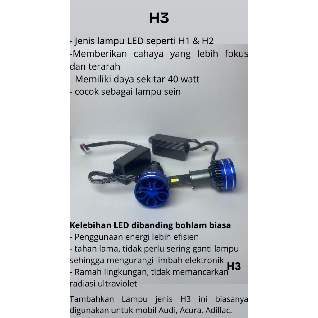 Lampu Mobil H3 / LED Car Lamp / Lampu Mobil LED H3