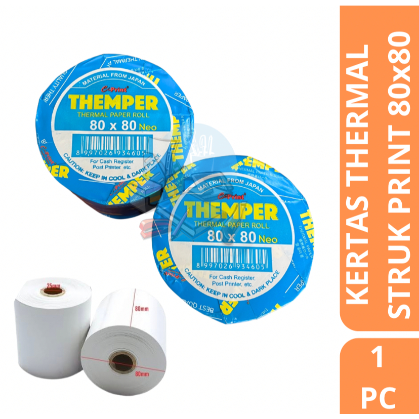 

[1 PC] Kertas Thermal Ukuran Besar / Struk Kasir Print Themper Hitam Murah Ukuran 80x80 Neo E-print