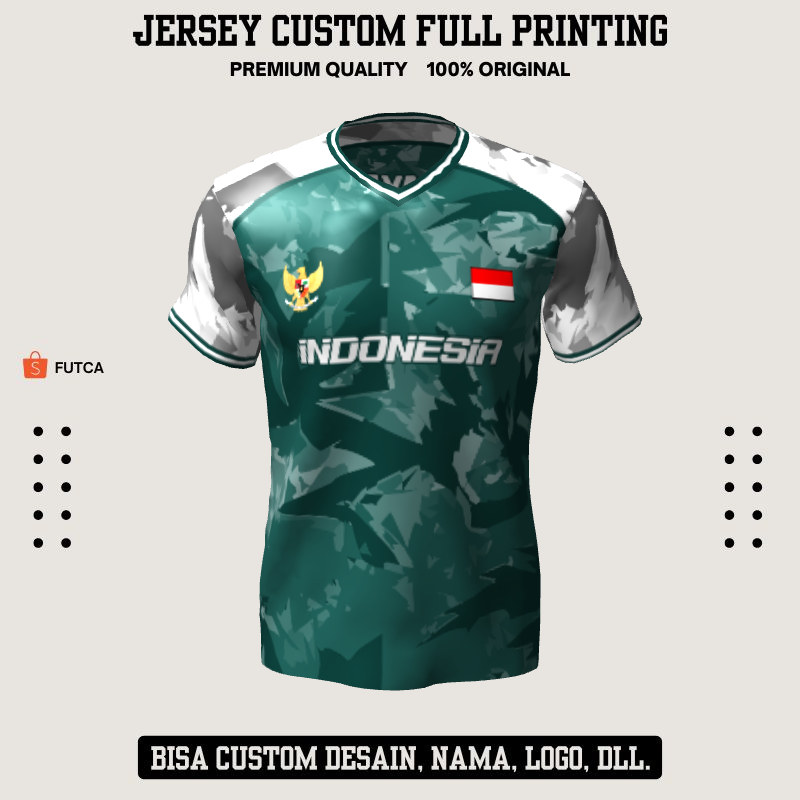 Kaos Jersey Futsal Hijau Putih Abu Motif Abstrak 541 - Jersey Baju Olahraga Custom Full Printing