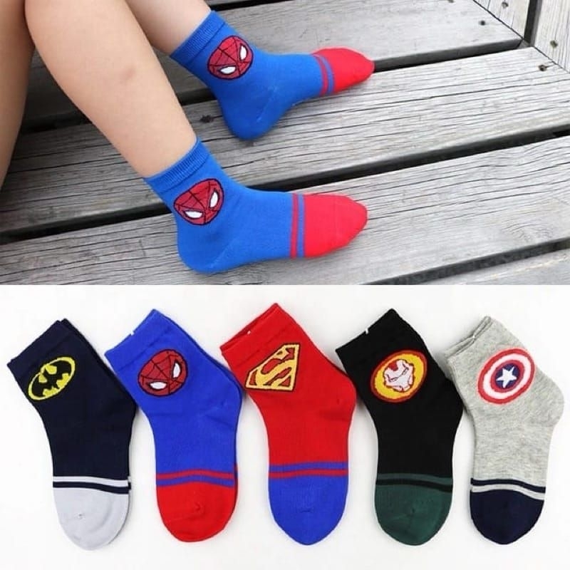 Kaos Kaki Anak Laki Laki Motif Superhero-Kaos Kaki Anak TK Laki Laki Perempuan