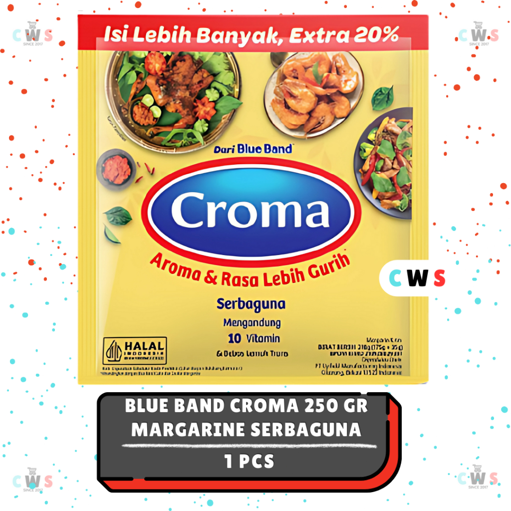 

BLUE BAND CROMA Margarine Mentega Serbaguna Aroma & Rasa Lebih Gurih 250 gram Sachet - 1 Pcs