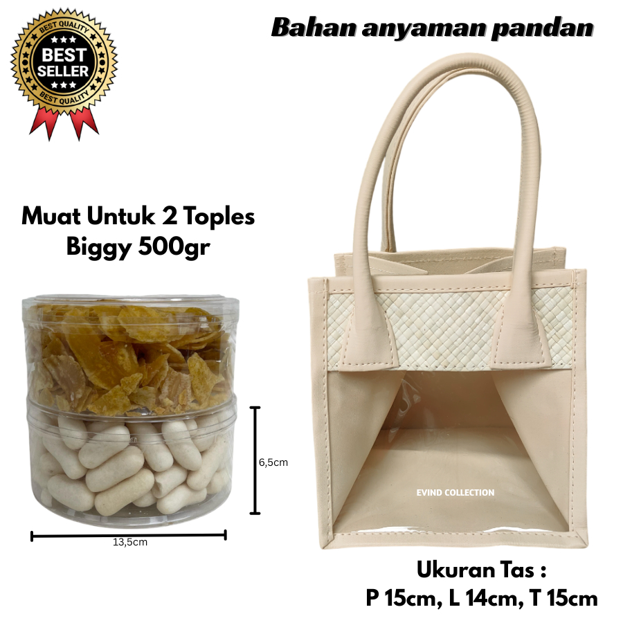 Tas Parcel Mika Anyaman Pandan Ukuran 2 Toples Biggy Tas Mika Hampers