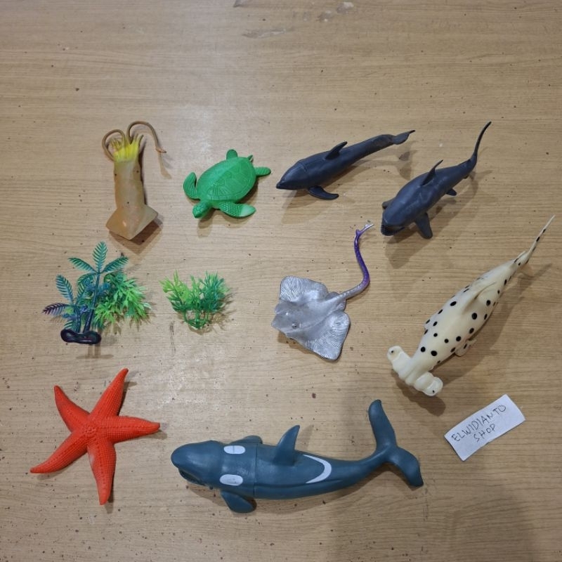 mainan anak ocean marine organism hewan laut samudra ikan hiu cumi bintang lumba lumba pari penyu ka