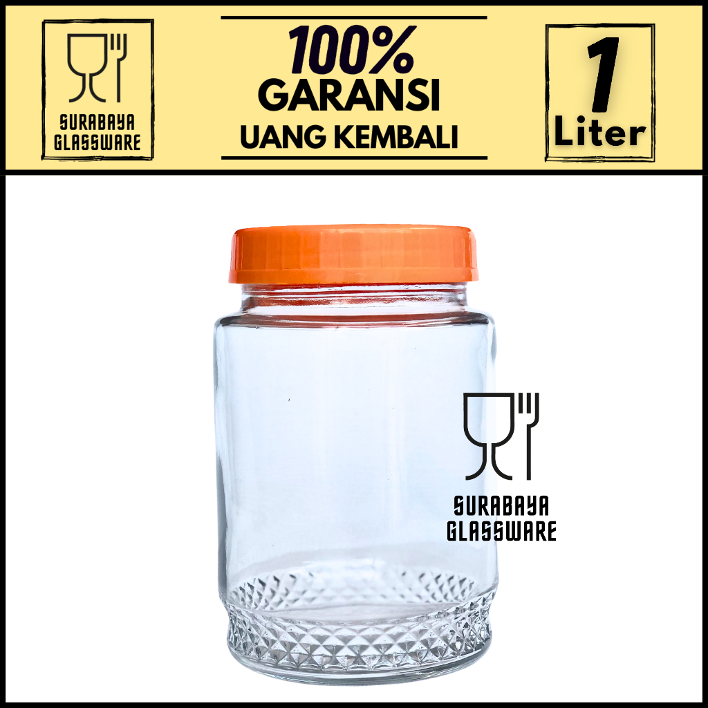 TOPLES JAR KACA TUTUP PLASTIK KEDAP UDARA 1 L TEMPAT PENYIMPANAN MAKANAN TOPLES BOTOL KACA JAR WADAH