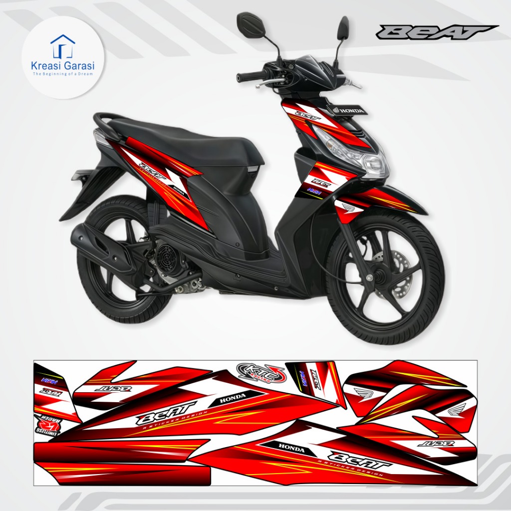 Kreasi Garasi - Sticker Decal Beat Karbu Full Body - Striping Beat Karbu Simple Model Stiker Beat Ka