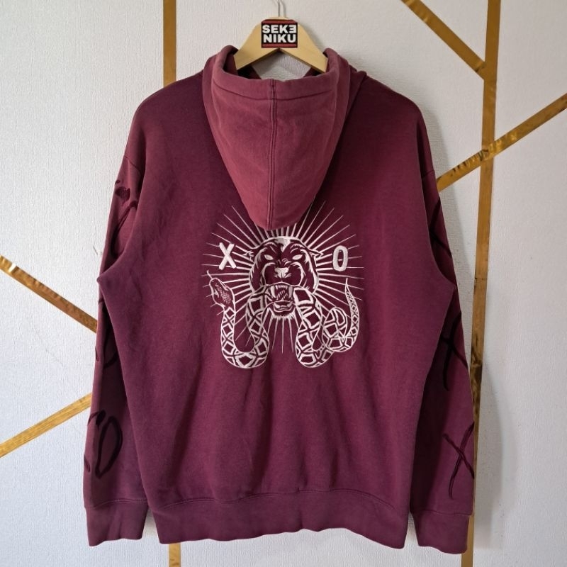 Hoodie H&M x XO x THE WEEKND Backit spelout full bordir bahan fleece