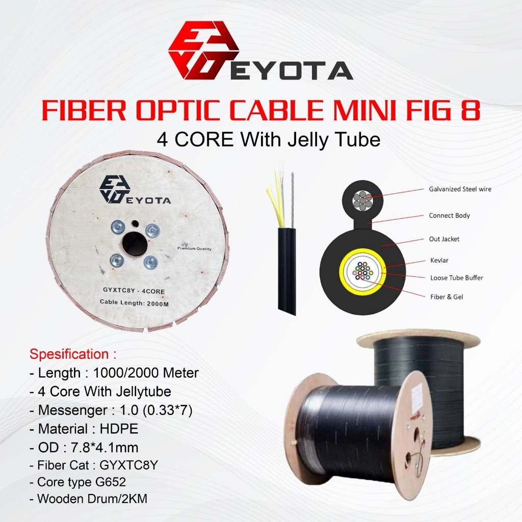 KABEL FIBER OPTIK FIG8 4 CORE / 6 CORE JELLY TUBE EYOTA PREMIUM