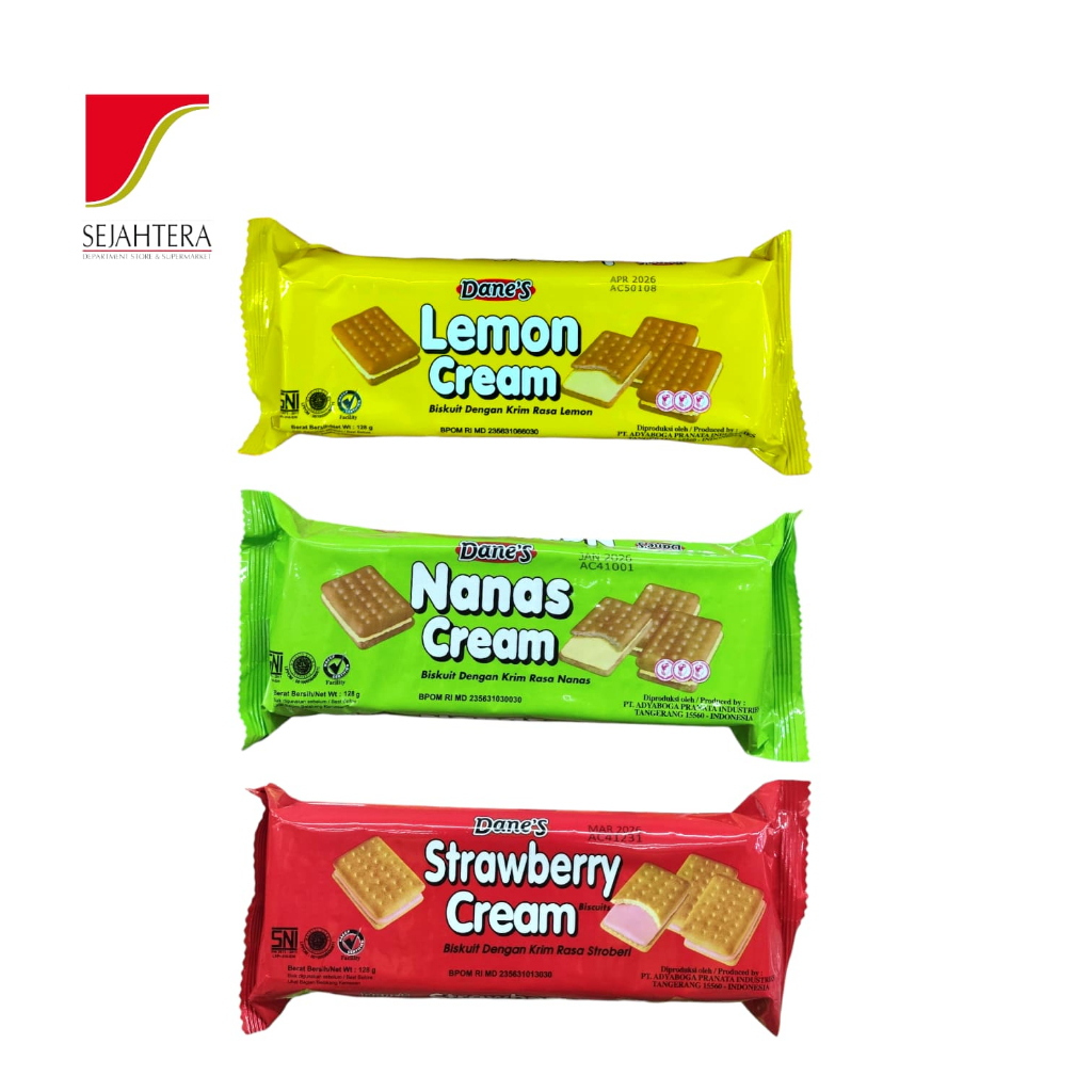 

Danes Biscuit Berbagai Rasa (Lemon, Nanas, Strawberry) 128g BKS