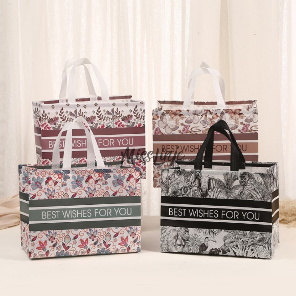 

MissLinje Tas Goodie bag GiftBag Spunbound Bag Anti Air Motif Kekinian Best Wishes Cantik Murah