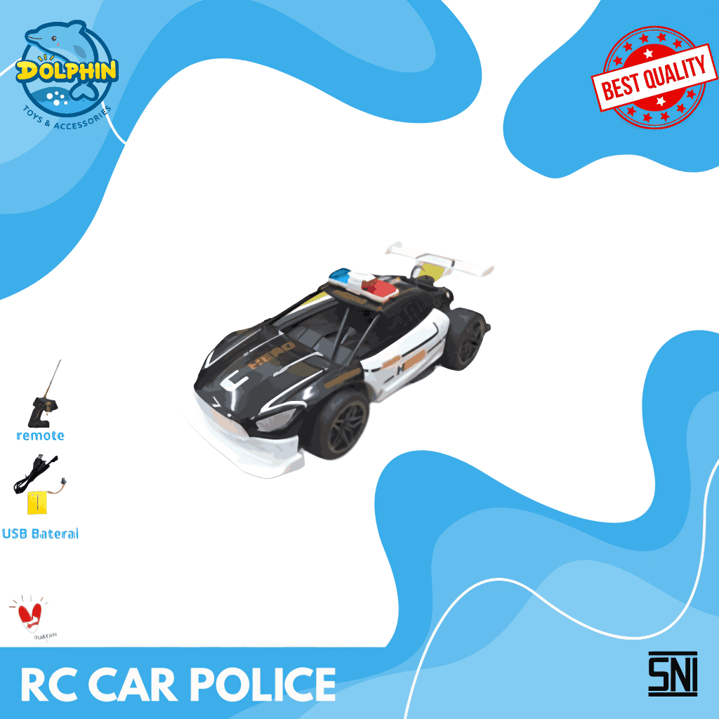 Mobil Remote Control Polisi R/C Balap Spray Asap – Mainan Anak Rechargeable, Lampu & Suara, Mobil Re