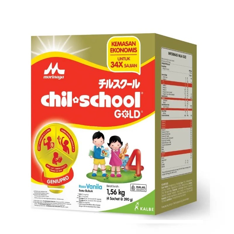 

Morinaga Chil School Gold Vanila 1,56 Kg - Chilschool Gold Vanila 1560 Gram