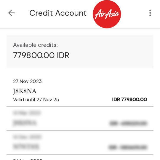 AirAsia Air Asia Saldo Credit Account Akun Kredit Balance Tiket Pesawat