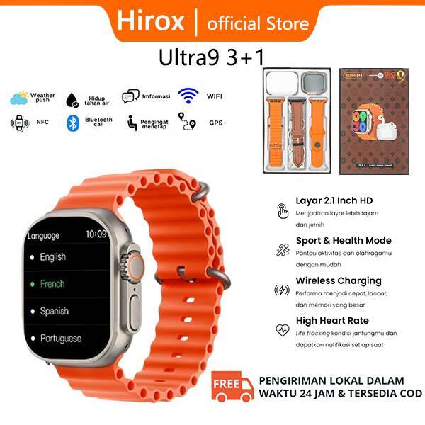 Horix Ultra 9 3+1 Smartwatch: Fitur Lengkap + Hadiah 3 Tali & Headset Bluetooth