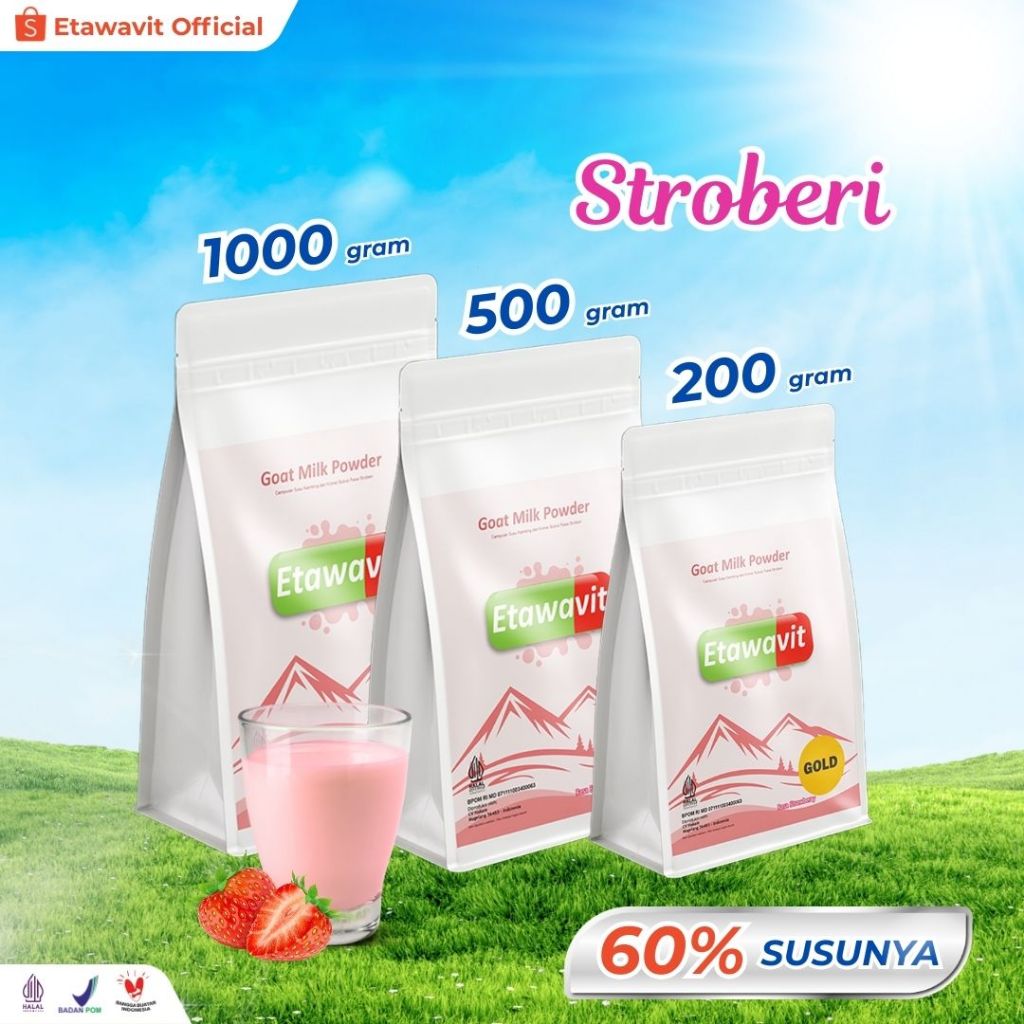 

Susu Kambing ETAWAVIT Strawberi Menjaga Kesehatan dan Memenuhi Kebutuhan Kalsium Anda