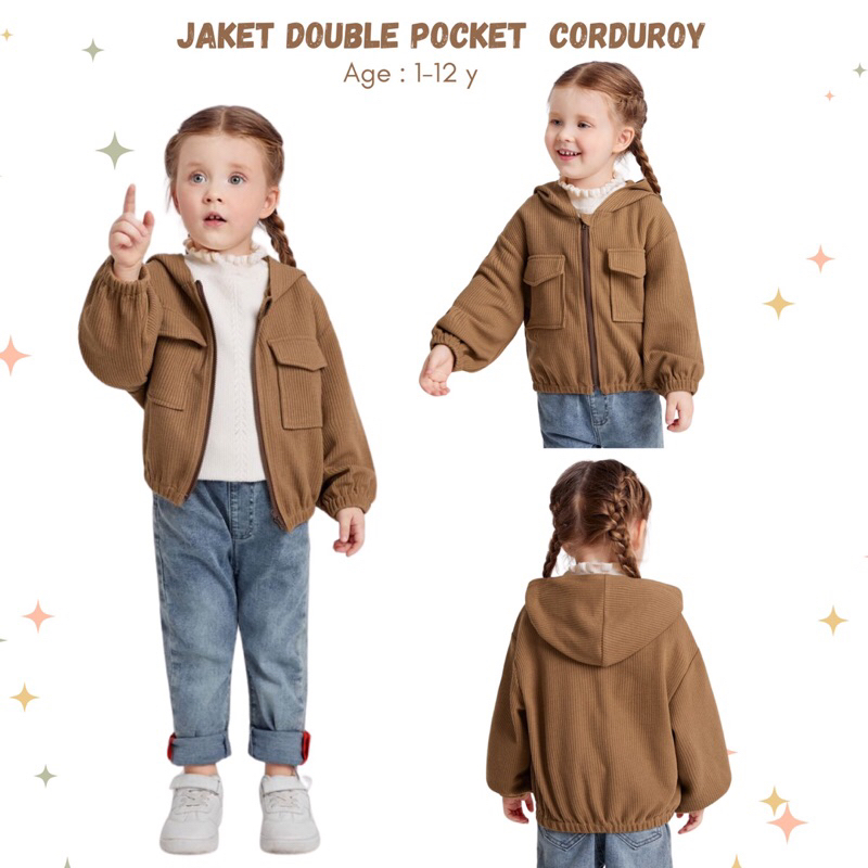 BABYLIONS - JAKET JUMPER CORDUROY ANAK PEREMPUAN COKLAT USIA 1 - 12 TAHUN