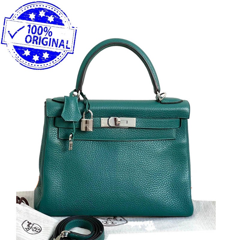 Preloved Hermes Kelly 28 K28 Green Malachite PHW R 2014