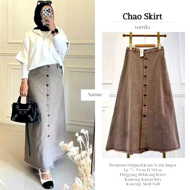 Rok Gisca Kancing Depan Rok Jeans Skin Button Rok Jeans Kancing Depan Panjang