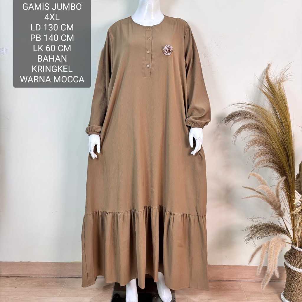 Gamis Jumbo Bigsize Ld 130 Cm Model Duyung Warna Polos Koleksi Terbaru