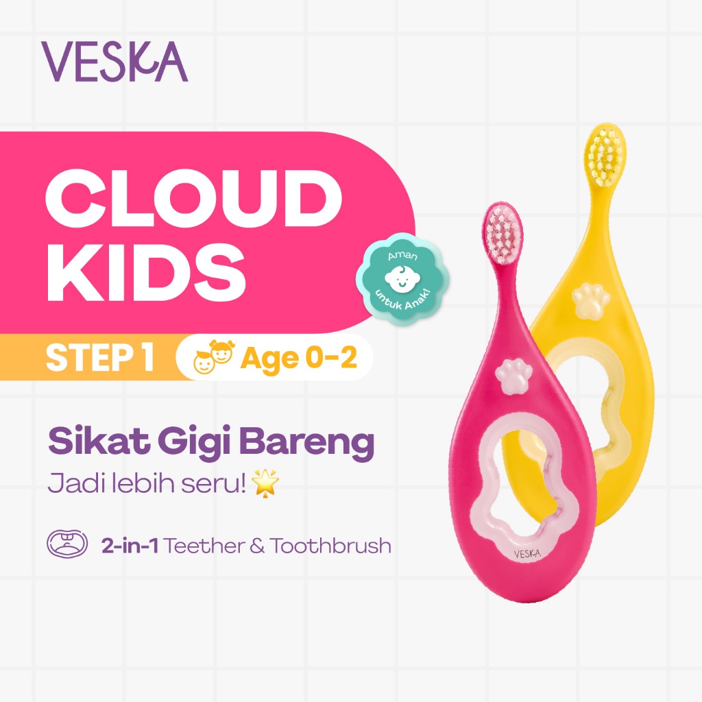 Veska by LEKA - Cloud Kids Step 1 - Sikat Gigi Anak Lembut Usia 0-2 Tahun