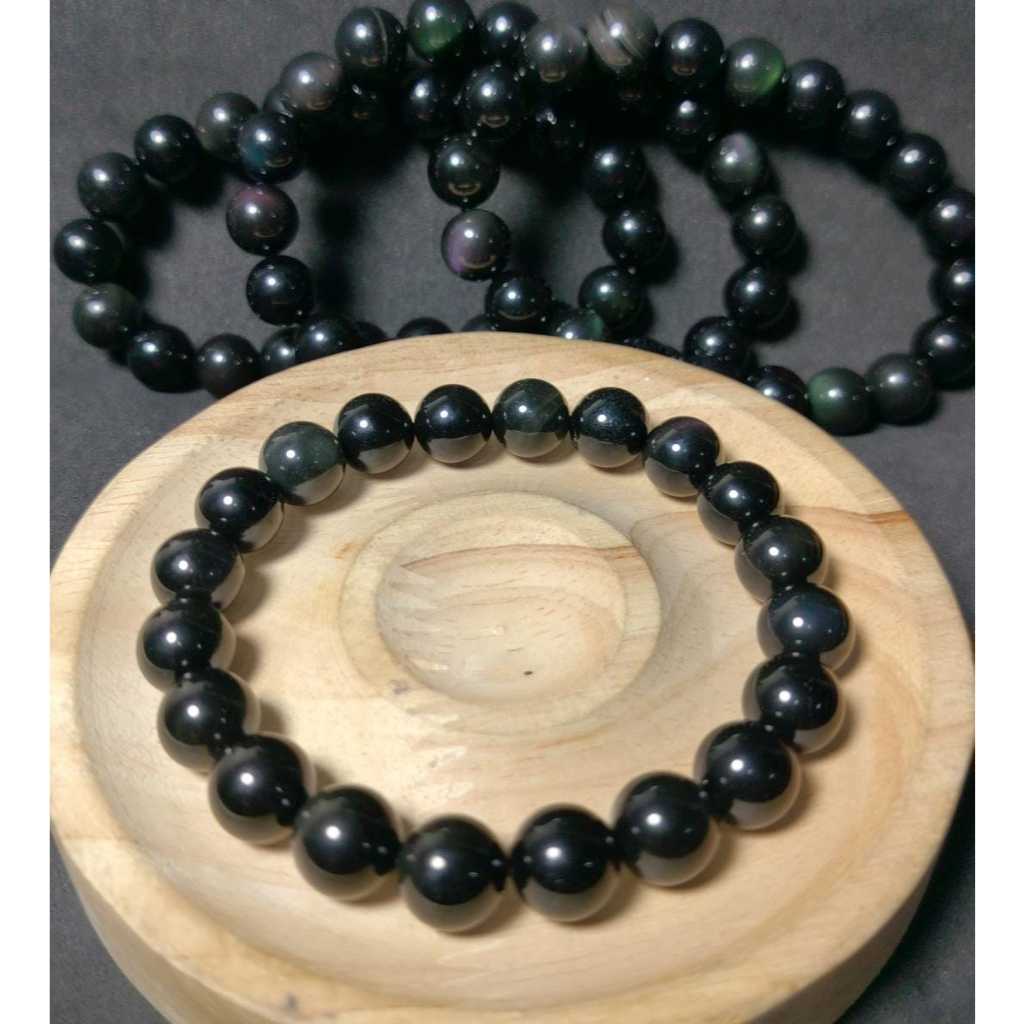 Gelang Black Obsidian Rainbow Natural 10 mm Top Grade
