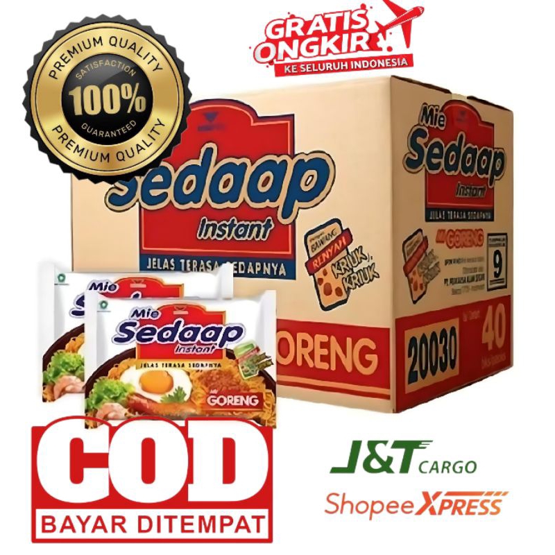 

(COD) Mie sedaap goreng 1 Dus isi 40 pcs Gratis Ongkir