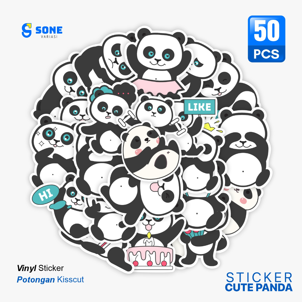 

Stiker Pack CUTE PANDA / Sticker Kartun Anak Paper Vinyl Waterproof Glossy Dekorasi Buku Jurnal