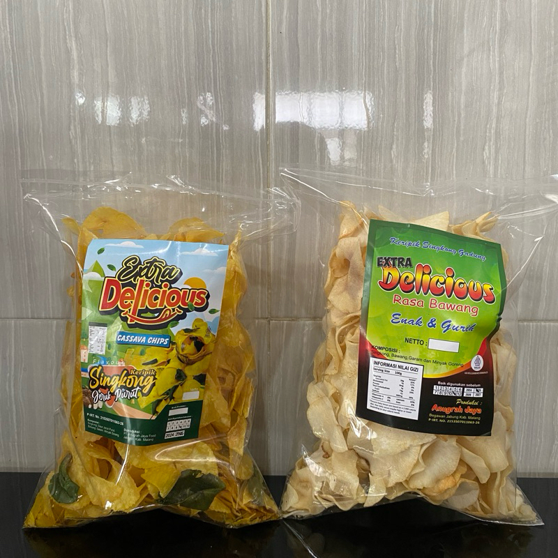 

Keripik Singkong merk Delicious gurih renyah