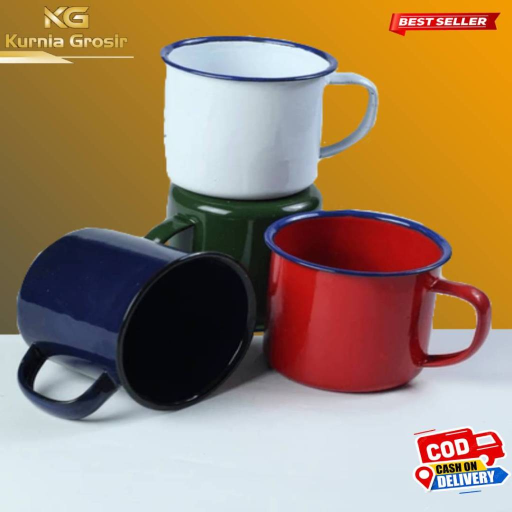 calypso Mug Enamel Polos 7cm Jadul 4 Pcs / Cangkir Jadul / Souvenir Cangkir 225ml kopi teh tarik