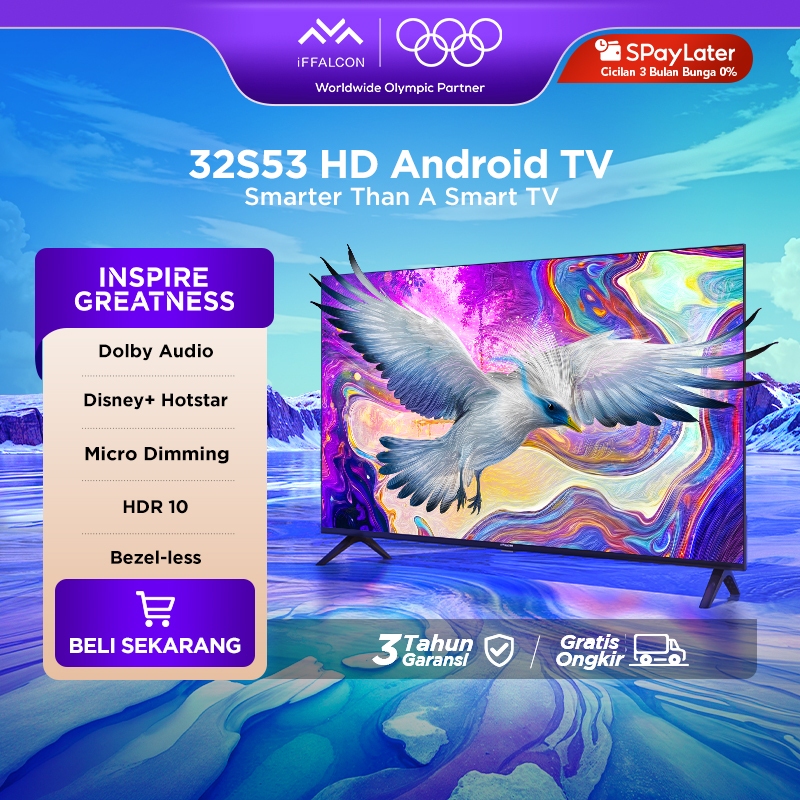 [FLASH SALE] TCL iFFALCON 32 inch Smart HD TV - Android 11 - Google Play/Netflix/YouTube - WiFi - NE