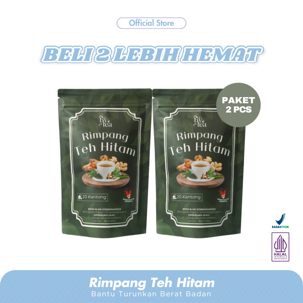 

PAKET 2 POUCH ByTea Rimpang Teh Hitam100% Bahan Alami Herbal Diet Detox Pelangsing BPOM Original