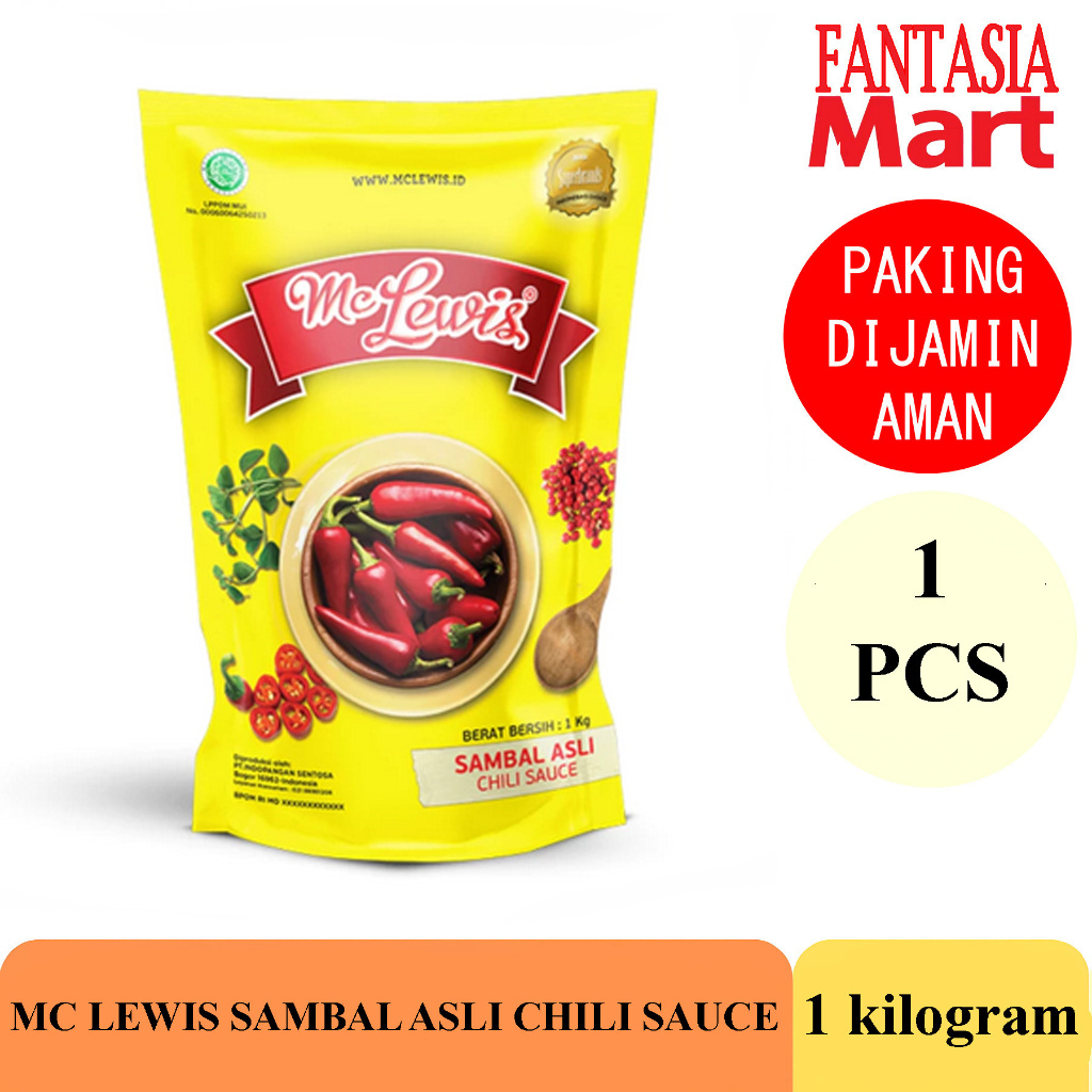 

MC LEWIS SAMBAL ASLI CHILI SAUCE A1 1 KG SAOS SAMBAL FANTASIA DENGAN PAKING AMAN