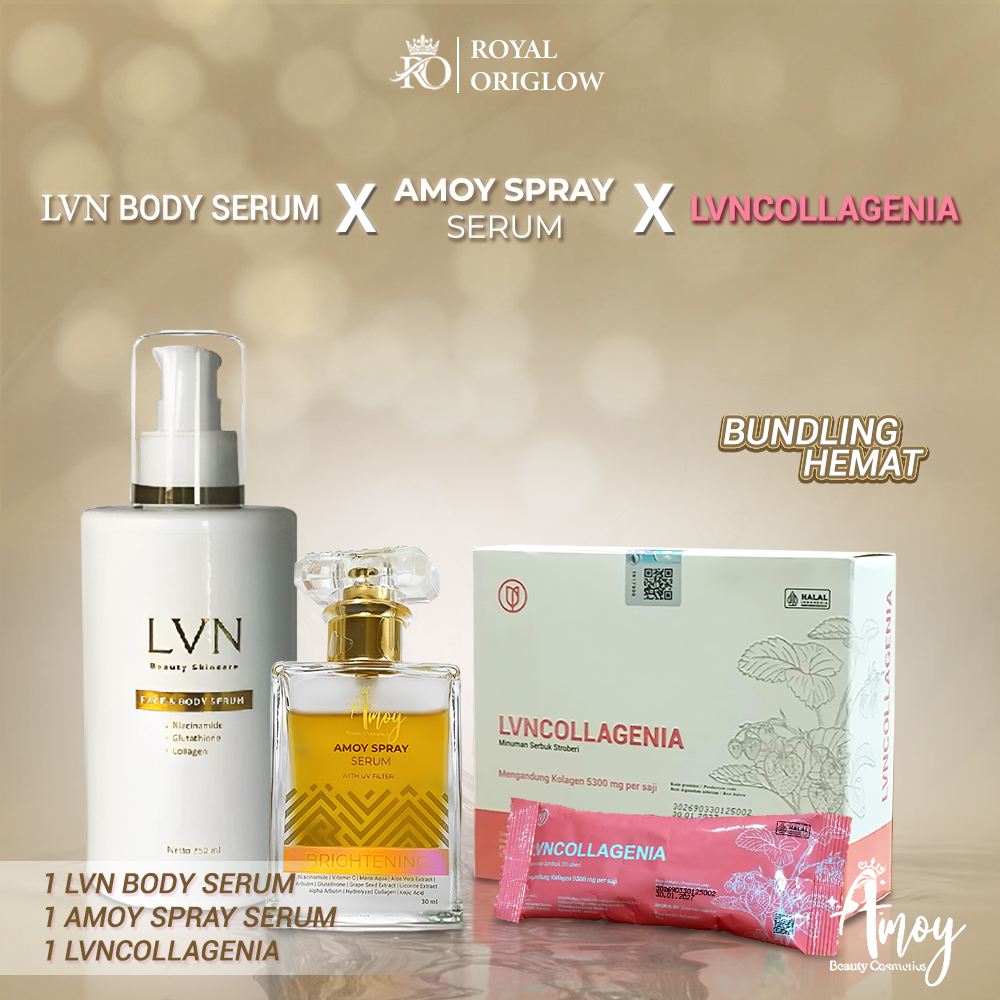 Paket 3in1 LVN Collagenia + LVN Body Serum + Amoy Spray Serum | Perawatan Kulit Cerah dan Glowing da