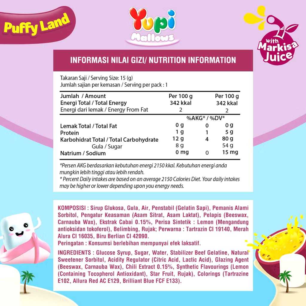 

Bella Belli Yupi Mallows Puffy Land Markisa Isi 12 Pcs