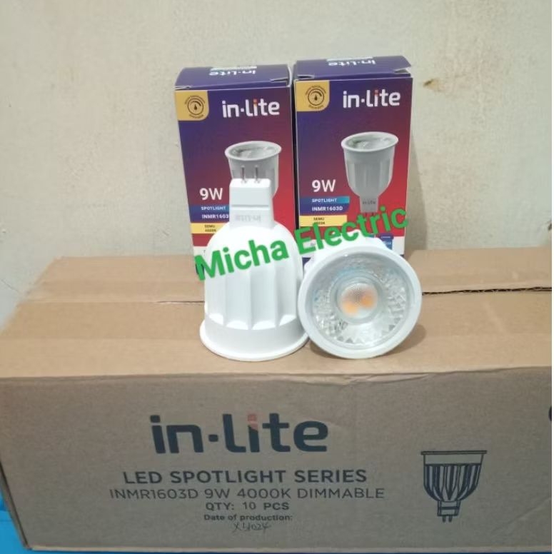 INLITE DIMMABLE Lampu Spotlight Mr16 9W Tusuk/ Lampu Sorot Halogen Inlite Mr16 Dimmable 9W 220V