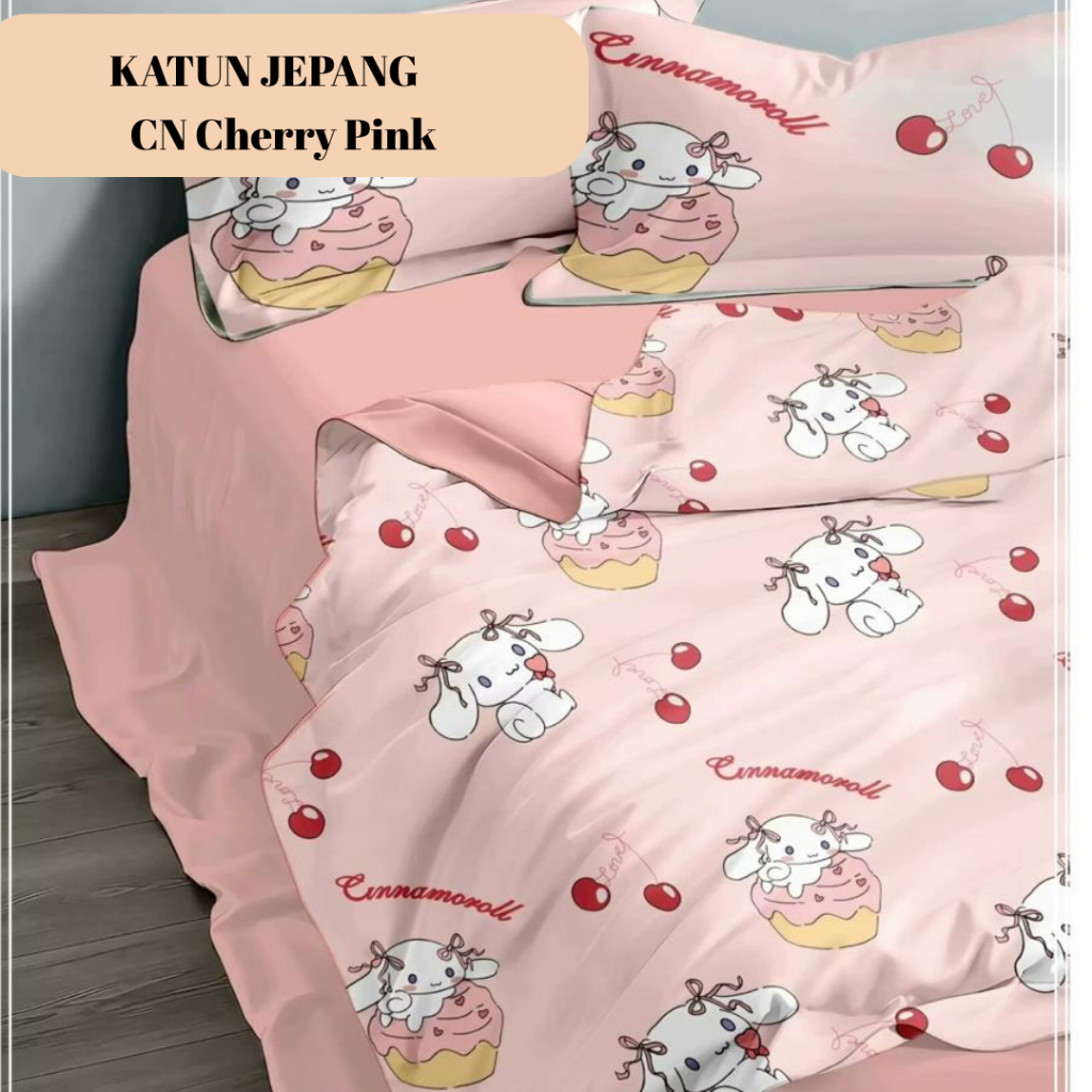 Sprei Katun Jepang Motif Anak - Motif Sanrio Cinnamoroll Pink Kuning