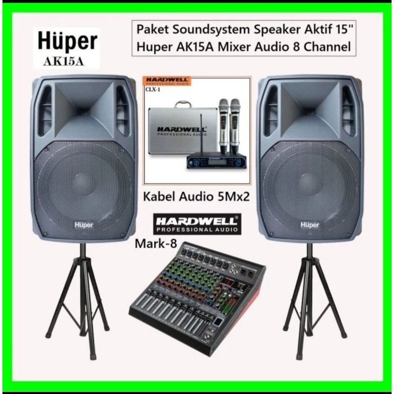 PAKET SPEAKER AKTIF HUPER AK15A PAKET SOUNDSYSTEM HUPER LIVE MUSIK