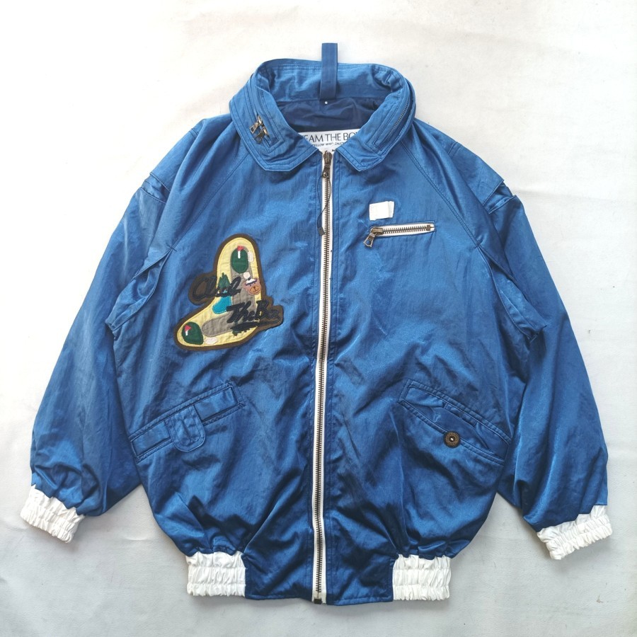 jaket vintage team the box satin bomber jacket ski racing