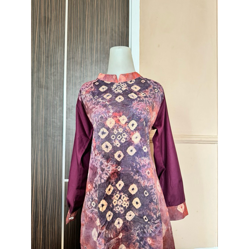 Baju Atasan Blouse Wanita Jumputan Khas Palembang Desain Motif Classic